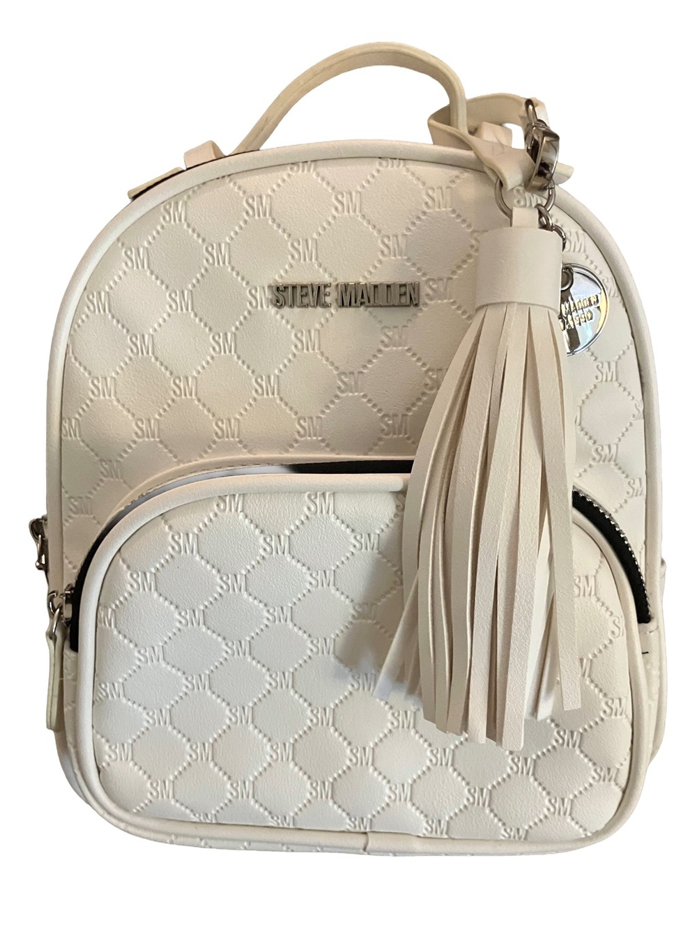 NWOT STEVE MADDEN BBLOGO VEGAN LEATHER BACKPACK WITH TASSEL AND CHARM